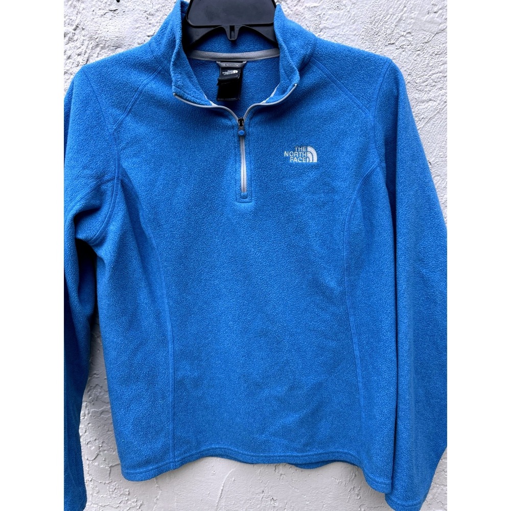 North Face TKA 100 Fleece Pullover Blue Quarter Zip Mock Neck Jacket Womens M